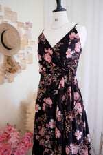 Linh Chiffon black floral bridesmaid party dress