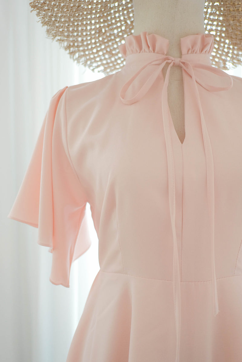 Elodie Vintage pastel pink short summer dress