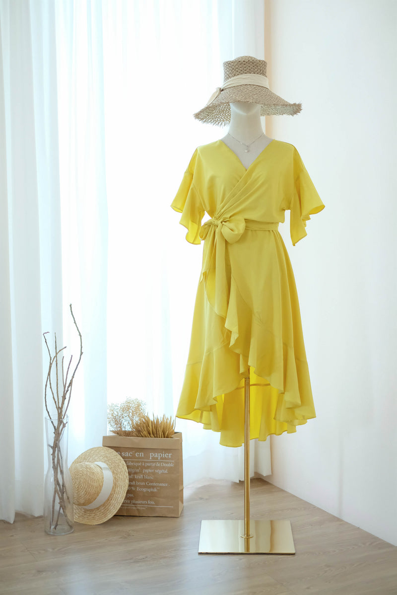 ROSE - Yellow wrap dress