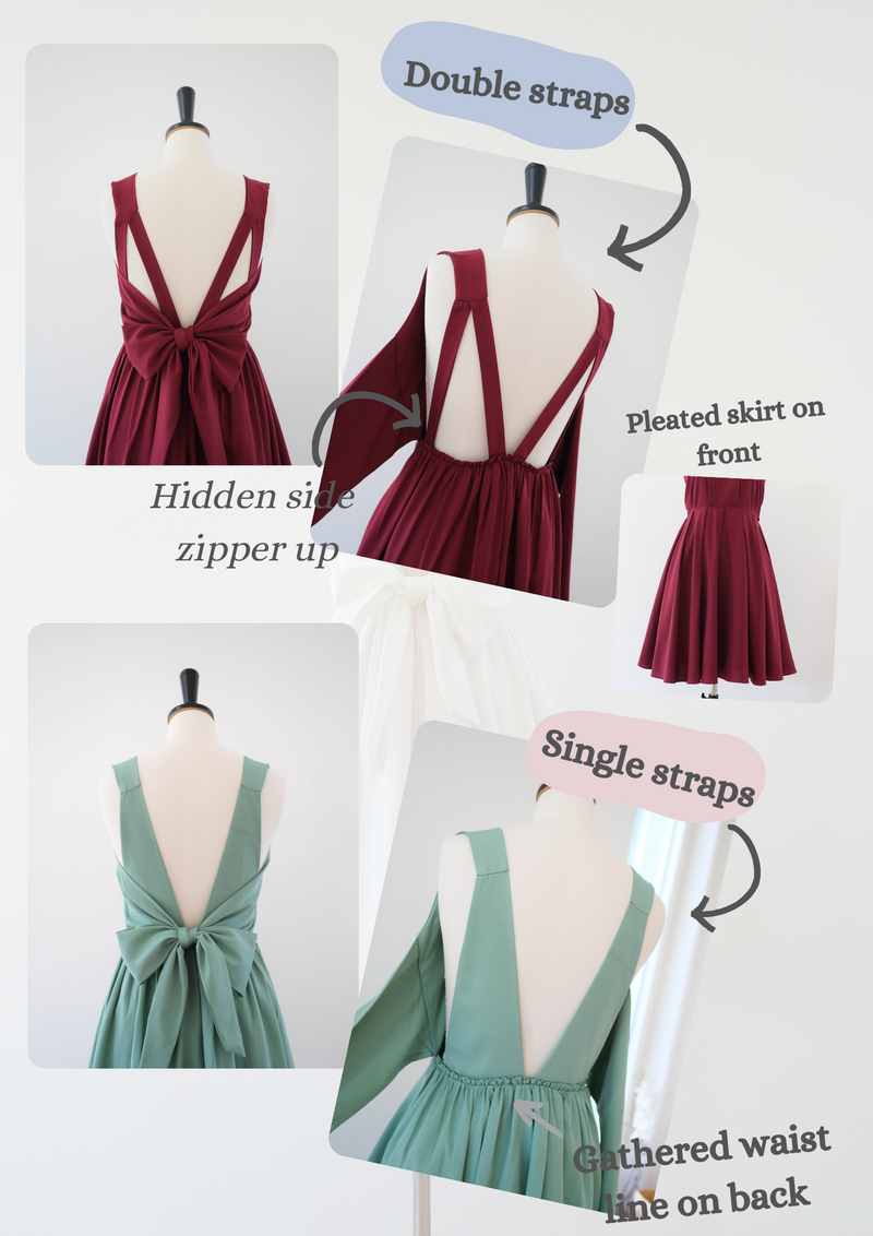 Burgundy backless bridesmaid dress short party prom cocktail wedding guest dress summer party dress Red dress - KATE