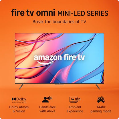 Introducing Amazon Fire TV 55" Omni Mini-LED Series, QLED 4K UHD smart TV, Dolby Vision IQ, 144hz gaming mode, Ambient Experience, hands-free with Alexa, 2024 release