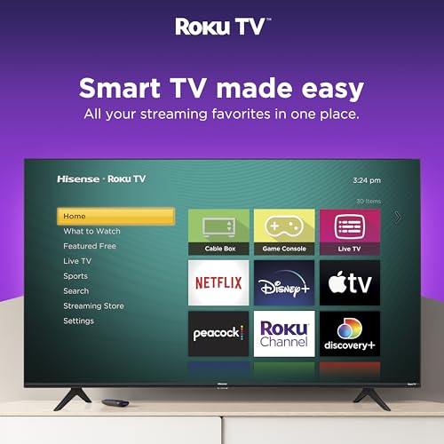 Hisense 43-Inch Class A4 Series FHD 1080p Smart Roku TV with Alexa Compatibility (43A4NR, 2024 Model) - Dolby Audio, Slim Bezel Design, Google Assistant