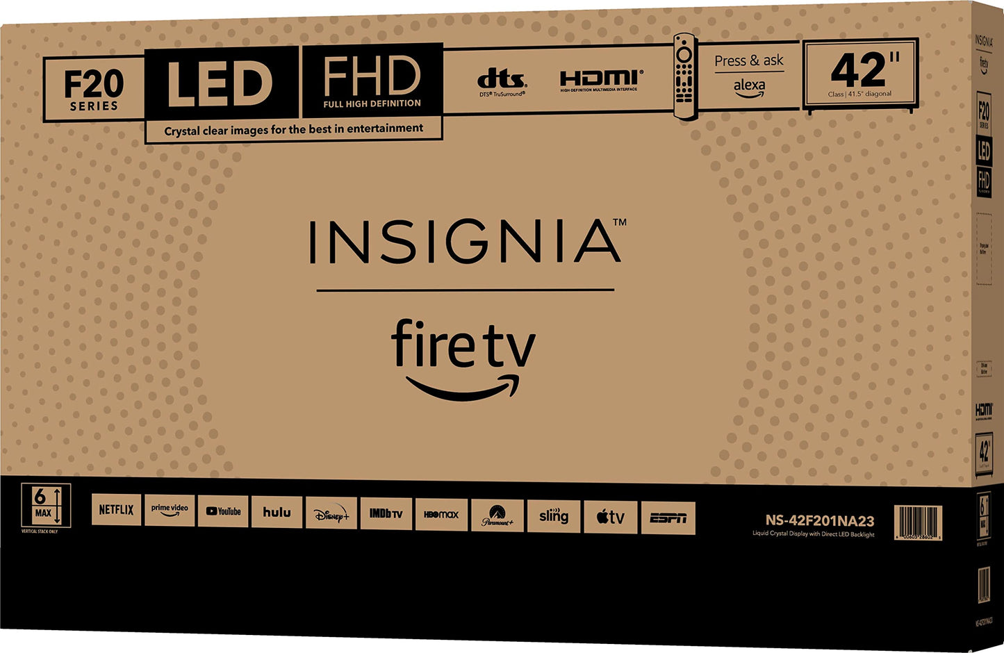 INSIGNIA 42-inch Class F20 Series Smart Full HD 1080p Fire TV with Alexa Voice Remote (NS-42F201NA23)