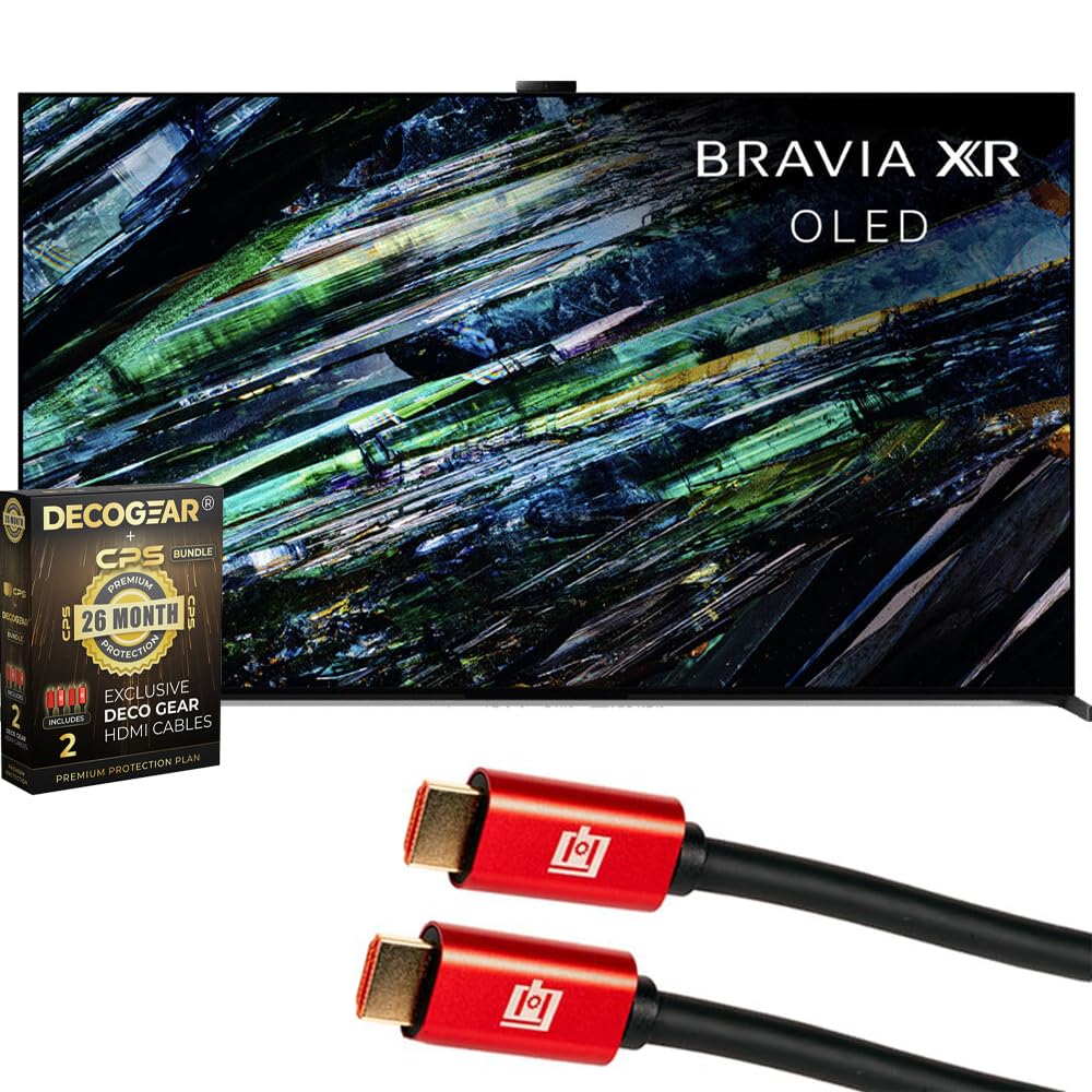 Sony XR55A95L BRAVIA XR A95L 55 inch QD-OLED 4K HDR Smart Google TV | Official USA Partner | with Deco Gear 4K HDMI 2.0 Cable x2 & CPS Exclusive 26 Month Protection Bundle (BEACH-CPS-263000)