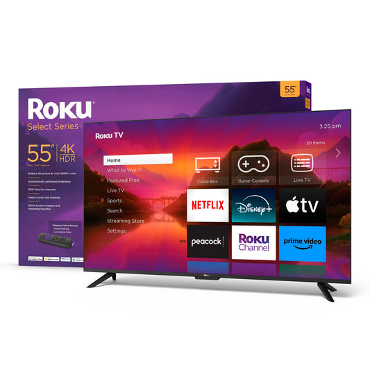 Roku Smart TV – 55-Inch Select Series 4K HDR RokuTV Enhanced Voice Remote, Brilliant 4K Picture