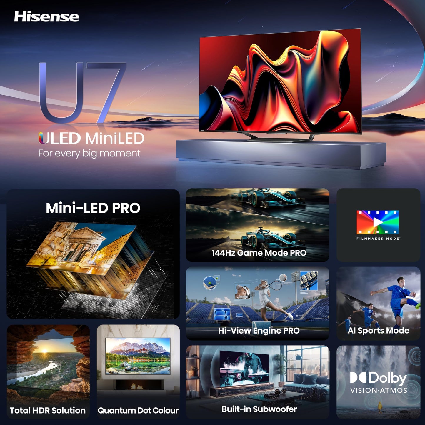 Hisense U7 Series 75U7N 75 Inches ULED 4K Smart TV