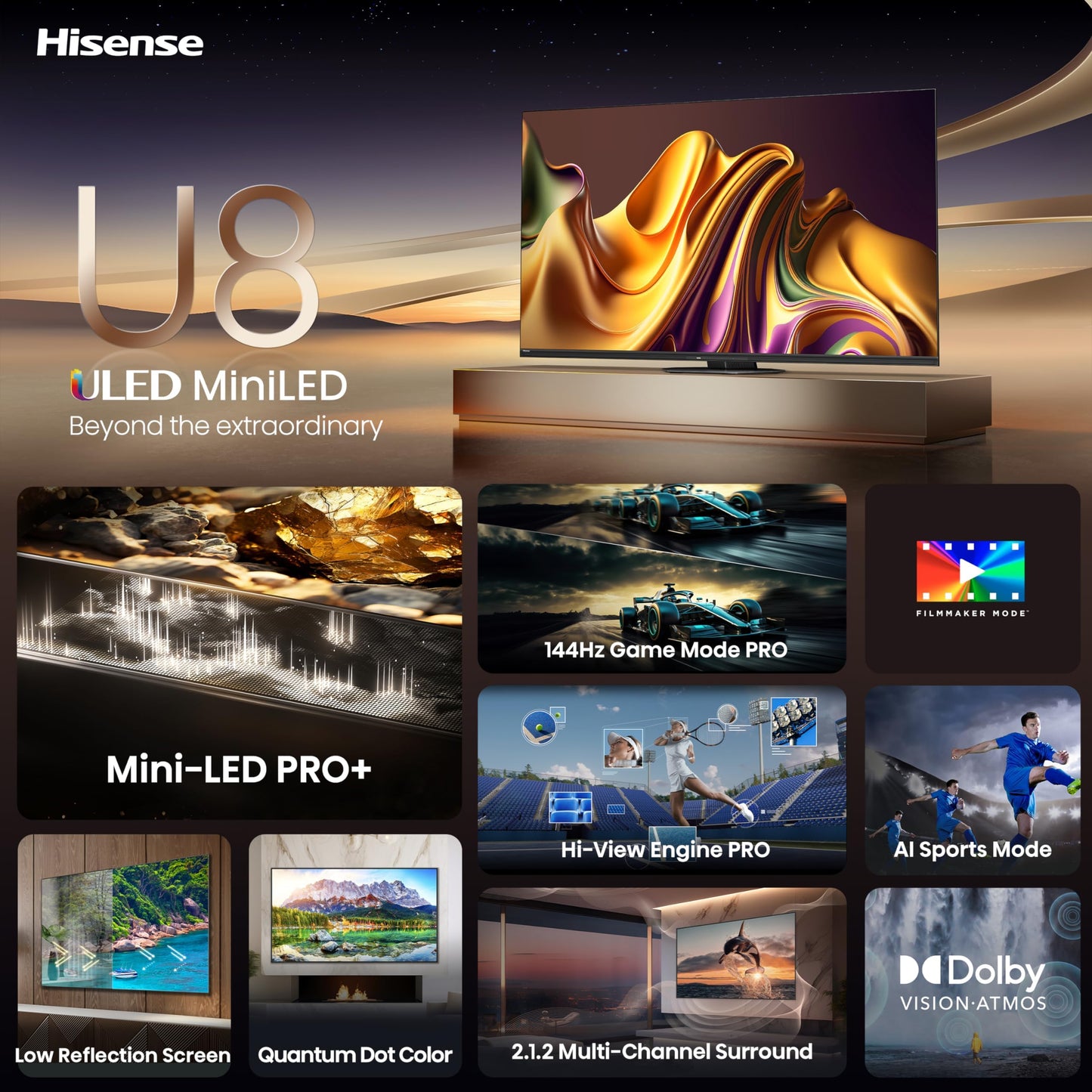 Hisense U8 Series 75U8N 75-Inch ULED 4K Smart TV