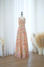 Yellow floral chiffon bridesmaid dress - Lilian