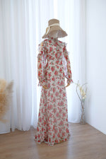 Red roses floral maxi bridesmaid dress - Elodie