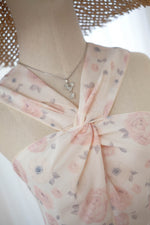 Pale pink floral Bridal dress Wedding gown Twist neck bridesmaid party dress Chiffon dress - Gloria