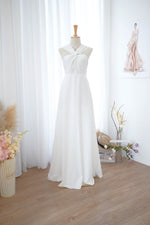Off white Bridal dress Wedding gown Twist neck bridesmaid party dress - Gloria
