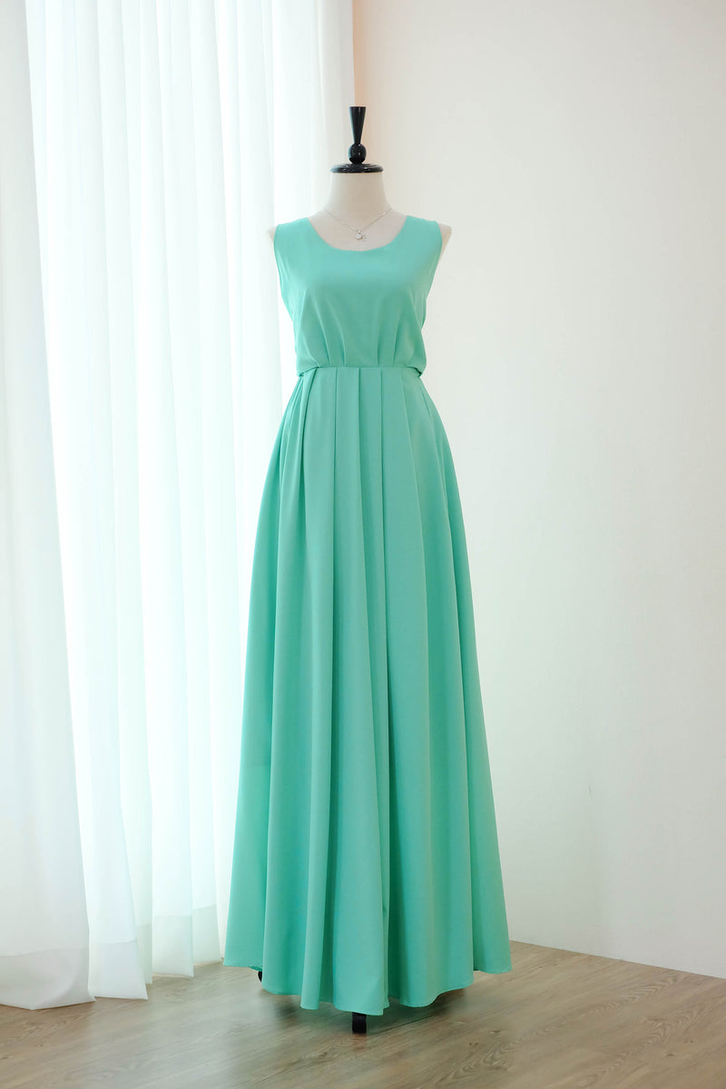 Light green Cocktail dress Long Bridesmaid dress Wedding Dress Long Prom dress Party dress Maxi dress Evening Gown - KATE Scoop neck