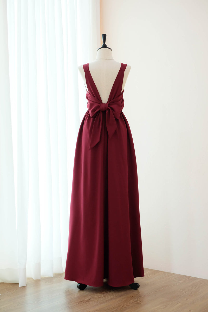 Burgundy  dress Cocktail dress Long Bridesmaid dress Wedding Dress Long Prom dress Party dress Maxi dress Evening Gown - KATE Scoop neck