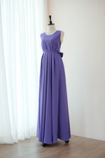 Royal purple Cocktail dress Long Bridesmaid dress Wedding Dress Long Prom dress Party dress Maxi dress Evening Gown - KATE Scoop neck