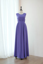 Royal purple Cocktail dress Long Bridesmaid dress Wedding Dress Long Prom dress Party dress Maxi dress Evening Gown - KATE Scoop neck