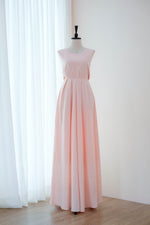 Pink blush Cocktail dress Long Bridesmaid dress Wedding Dress Long Prom dress Party dress Maxi dress Evening Gown - KATE Scoop neck