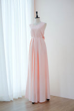 Pink blush Cocktail dress Long Bridesmaid dress Wedding Dress Long Prom dress Party dress Maxi dress Evening Gown - KATE Scoop neck