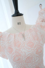 Backless Maxi bridesmaid dress Jacquard fabric Pleated skirt dress - Audrey