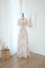 Classic monotone vintage bridesmaid dress Maxi floral party dresses