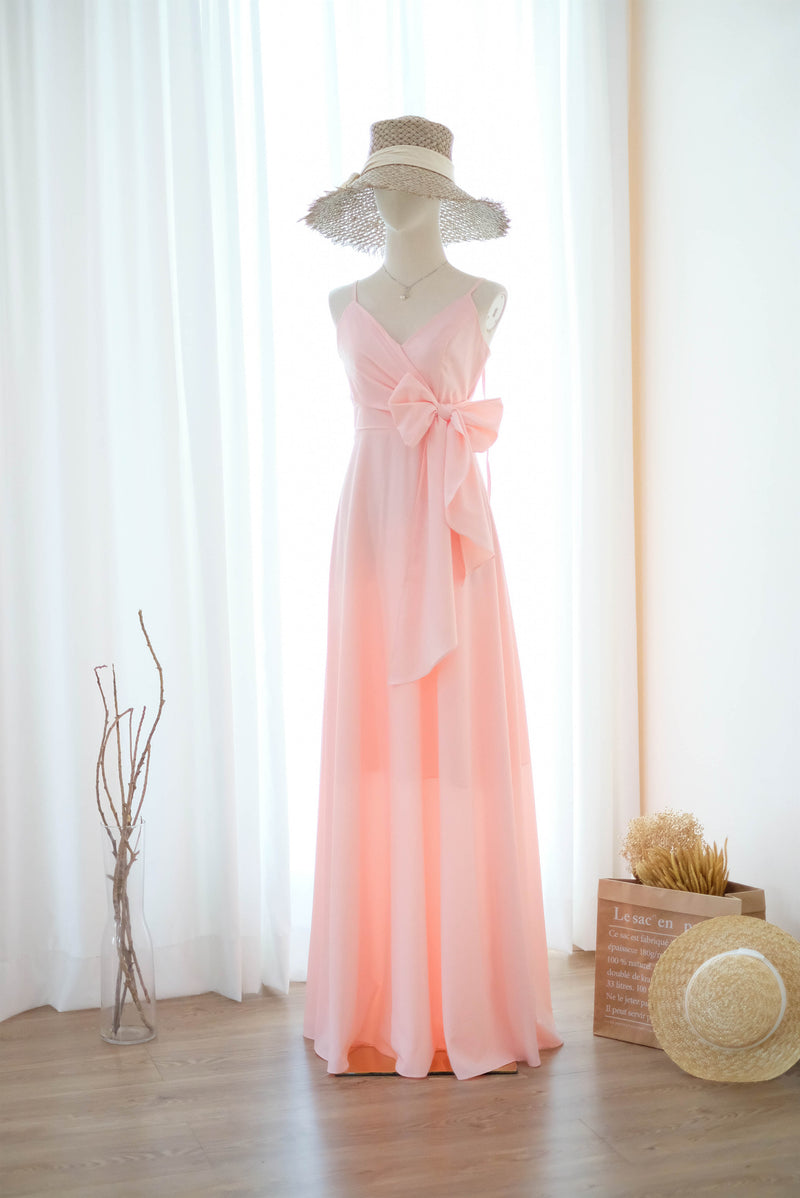 Pink blush bridesmaid dress floor length party dress Prom cocktail gown wedding guest dress Evening dress - Linh