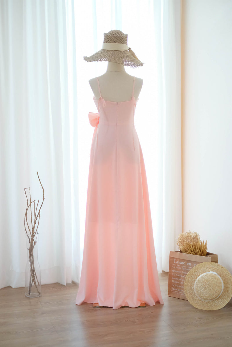 Pink blush bridesmaid dress floor length party dress Prom cocktail gown wedding guest dress Evening dress - Linh