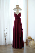 Burgundy bridesmaid dress floor length party dress Prom cocktail gown wedding guest dress Evening dress - Linh