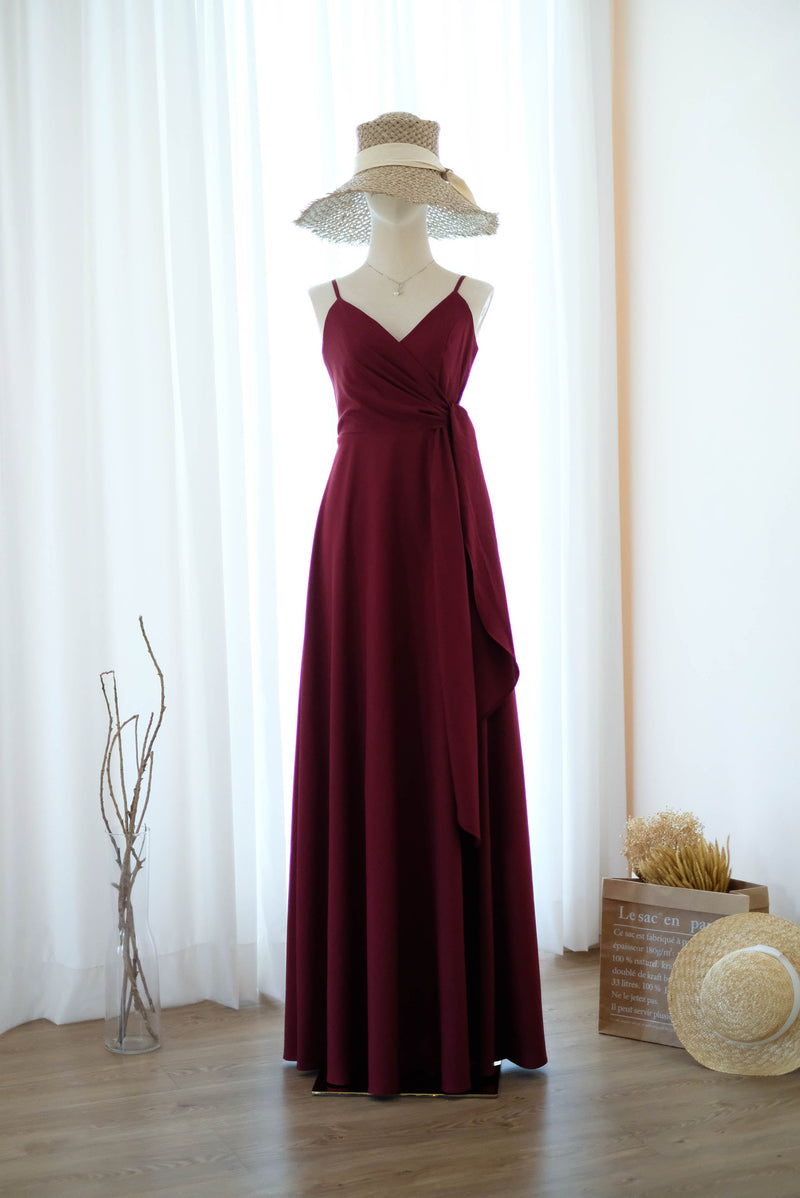 Burgundy bridesmaid dress floor length party dress Prom cocktail gown wedding guest dress Evening dress - Linh