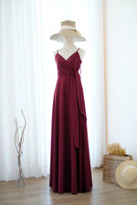 Burgundy bridesmaid dress floor length party dress Prom cocktail gown wedding guest dress Evening dress - Linh