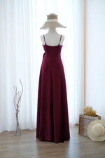 Burgundy bridesmaid dress floor length party dress Prom cocktail gown wedding guest dress Evening dress - Linh