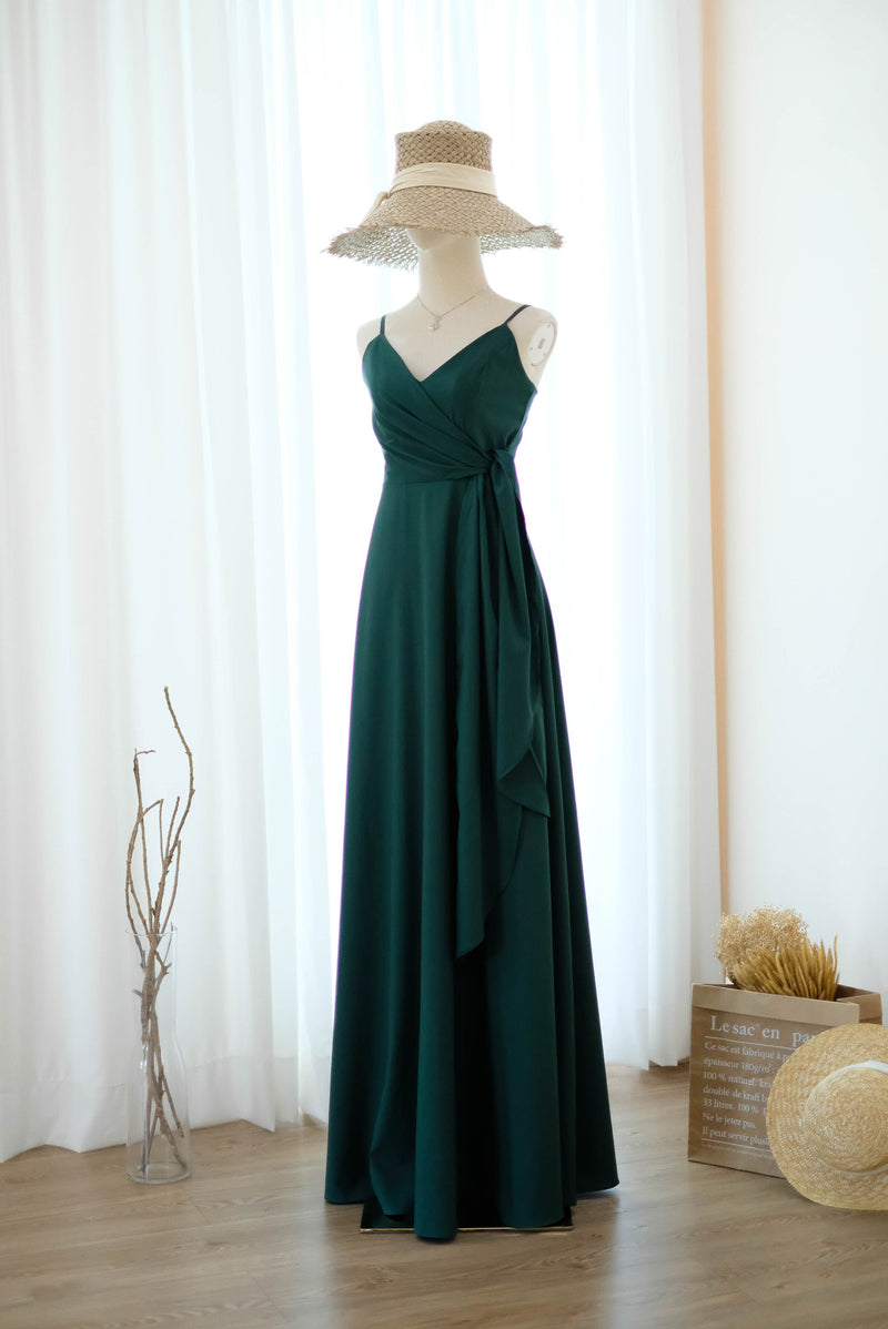 Forest green bridesmaid dress floor length party dress Prom cocktail gown wedding guest dress Evening dress - Linh