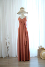 Copper Rustic orange bridesmaid dress floor length party dress Prom cocktail gown wedding guest dress Evening dress - Linh