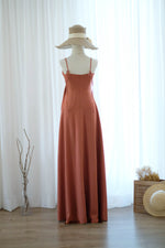 Copper Rustic orange bridesmaid dress floor length party dress Prom cocktail gown wedding guest dress Evening dress - Linh