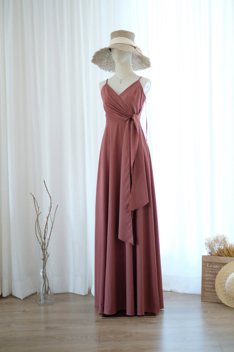 Dark English rose pink / Rosewood bridesmaid dress floor length party dress Prom cocktail gown wedding guest dress Evening dress - Linh