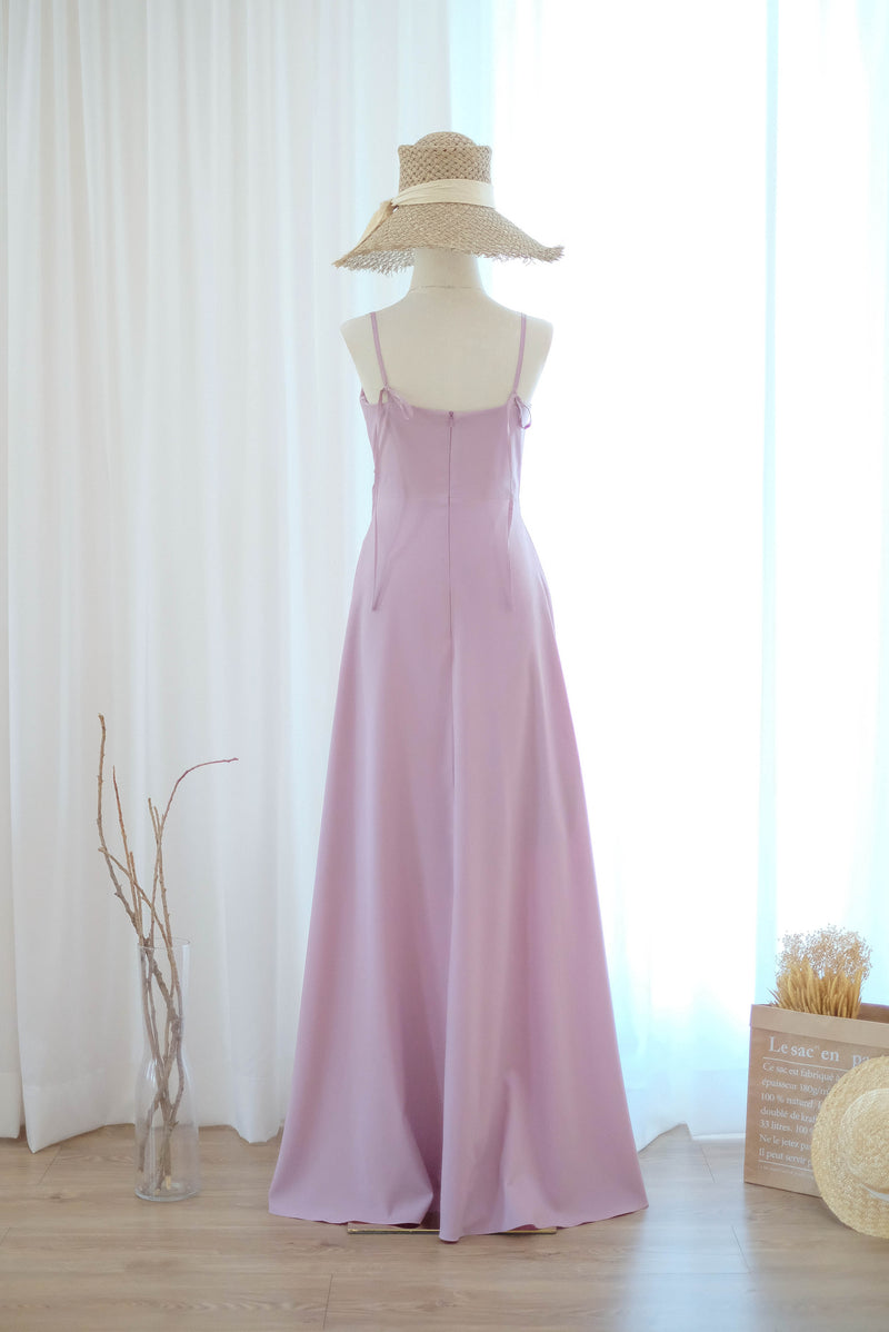 Purple Mauve bridesmaid dress floor length party dress Prom cocktail gown wedding guest dress Evening dress - Linh