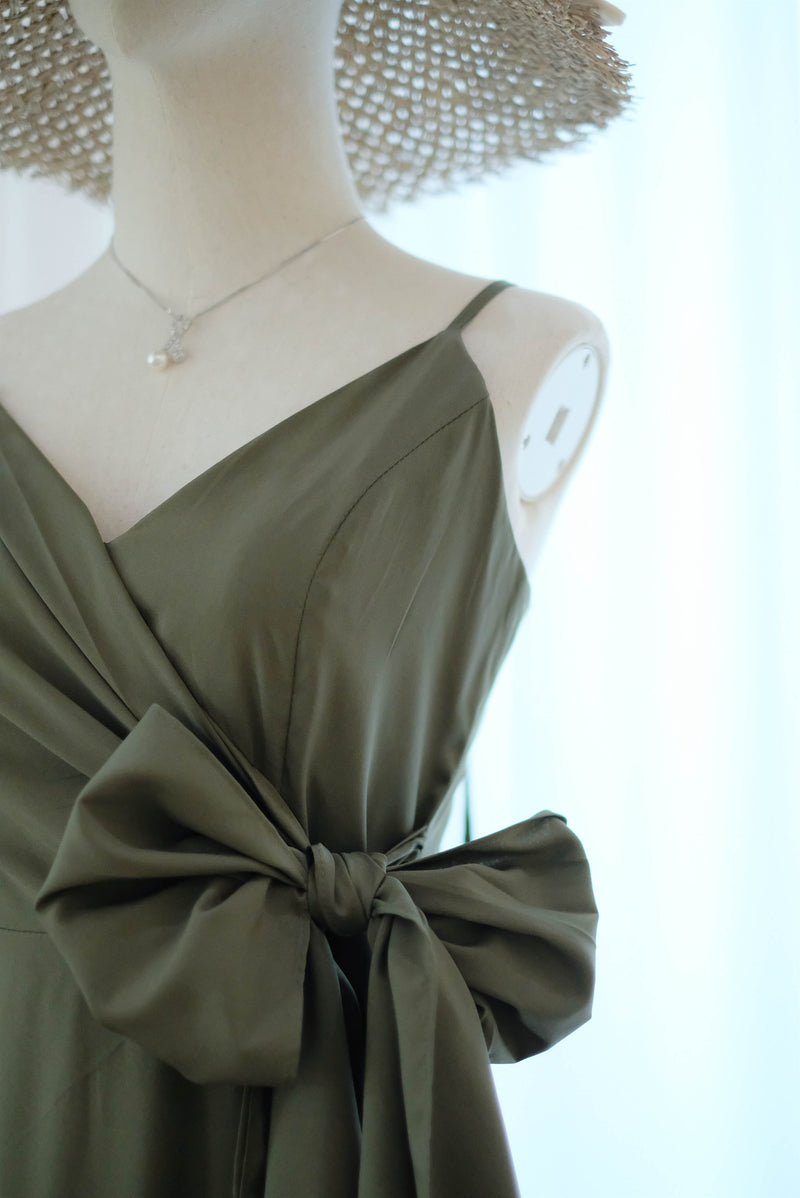 Olive green bridesmaid dress floor length party dress Prom cocktail gown wedding guest dress Evening dress - Linh