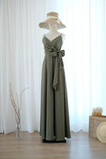 Olive green bridesmaid dress floor length party dress Prom cocktail gown wedding guest dress Evening dress - Linh