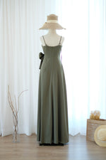 Olive green bridesmaid dress floor length party dress Prom cocktail gown wedding guest dress Evening dress - Linh