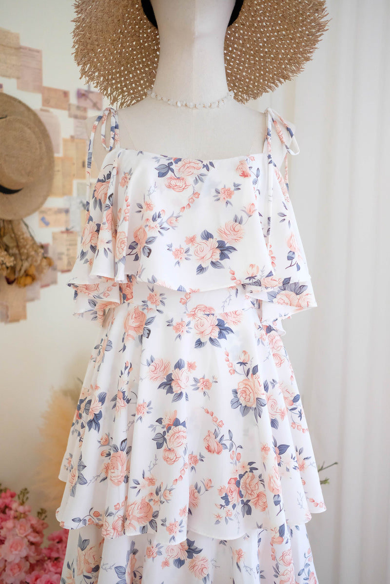 White floral summer bridesmaid dress  - AIMI