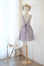 Pale gray bridesmaid dress backless prom party cocktail wedding bridal party dress - KATE