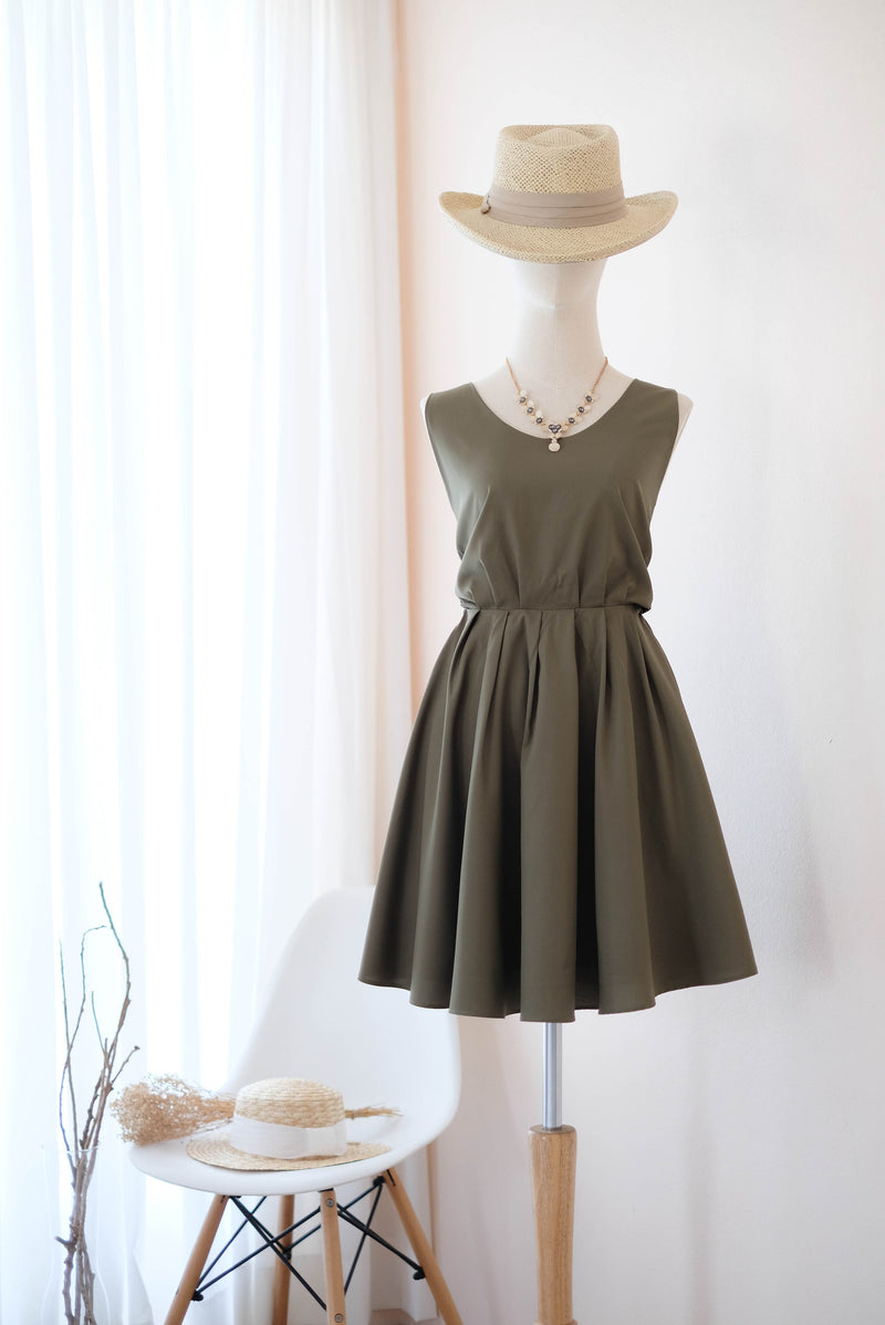 Olive green bridesmaid dress backless prom party cocktail wedding bridal party dress - KATE