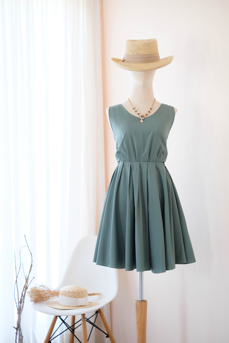 Earthy sage green bridesmaid dress backless prom party cocktail wedding bridal party dress - KATE