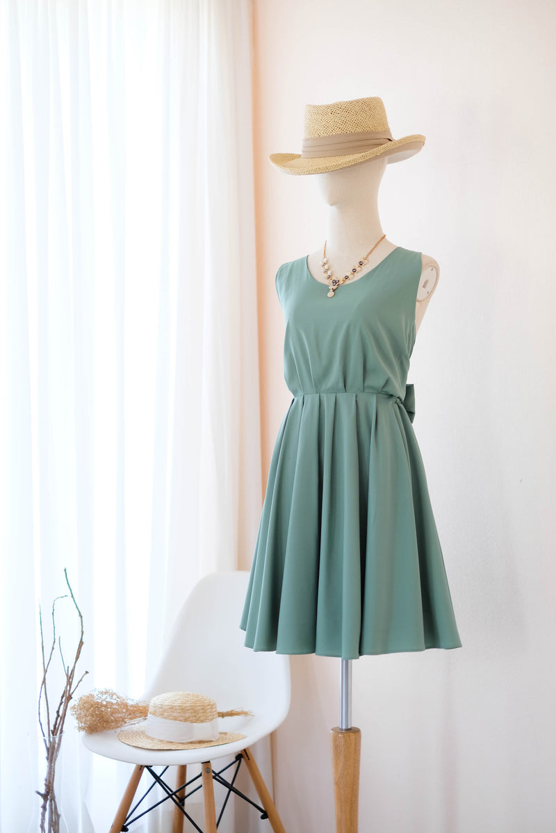 Dusty sage green bridesmaid dress backless prom party cocktail wedding bridal party dress - KATE