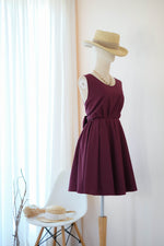 Maroon bridesmaid dress backless prom party cocktail wedding bridal party dress - KATE
