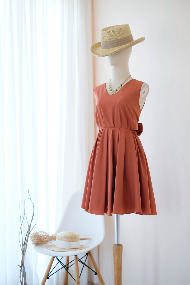 Rustic orange / Copper bridesmaid dress backless prom party cocktail wedding bridal party dress - KATE