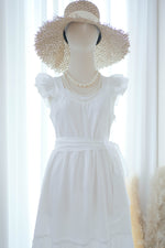 White dress White bridesmaid dress White summer dress Simple bridal dress Vintage maxi sundress Ruffle sleeve long party dress - AIMI