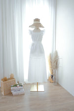 White dress White bridesmaid dress White summer dress Simple bridal dress Vintage maxi sundress Ruffle sleeve long party dress - AIMI