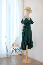 ROSE - Forest green wrap bridesmaid dress