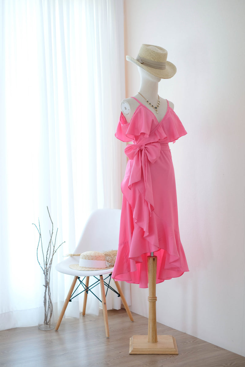 ROSE - Shocking pink bridesmaid dress
