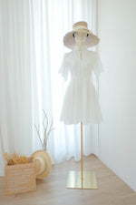 Off white vintage dress high neck short summer party bridesmaid dress - ELODIE