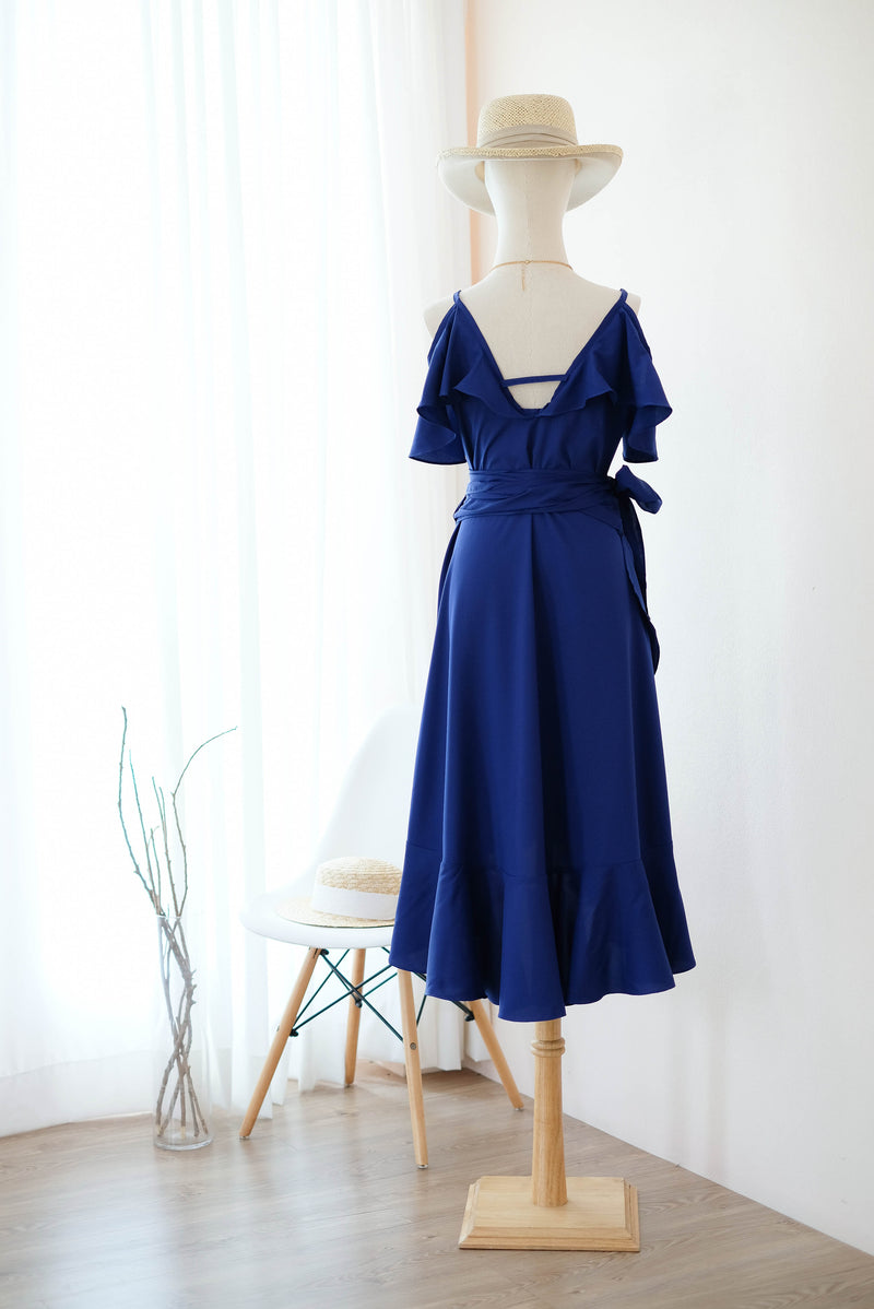 ROSE - Royal blue bridesmaid wrap dress